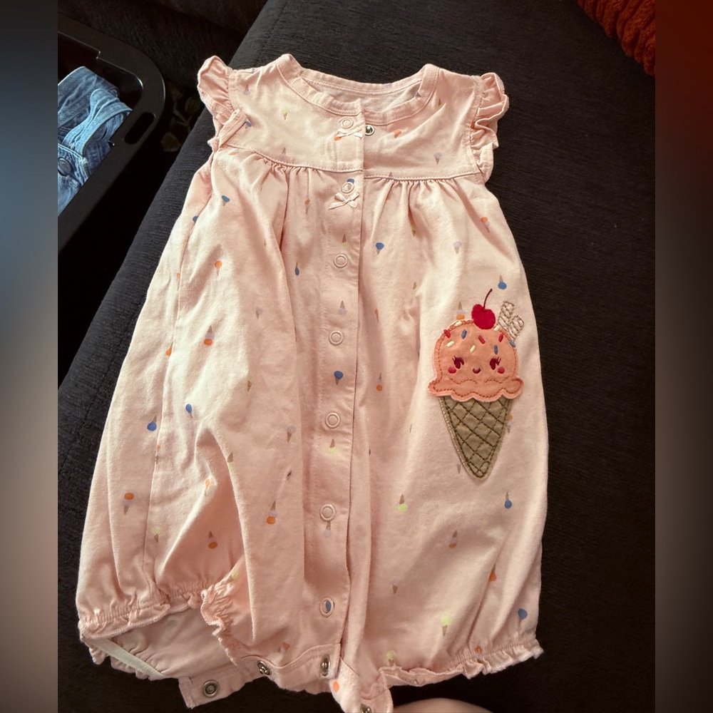 Carter's Light Pink Baby Romper with Colorful Dots